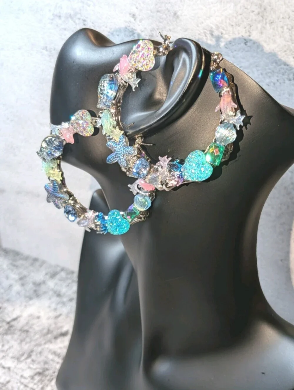 Sea Treasures-Hand Crafted Large Hoop Earrings